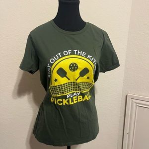 Vibrant Green and Yellow Pickleball Graphic Short Sleeve Tee